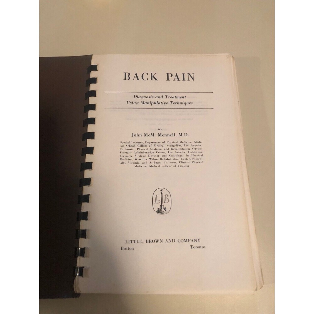 Back Pain John McM. Mennell MD 1960 Spiral Bound Vintage
